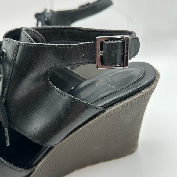 RARE DR MARTENS LAINA Leather Black LACE WEDGE  SANDALS SIZE 7 - Picture 8 of 10